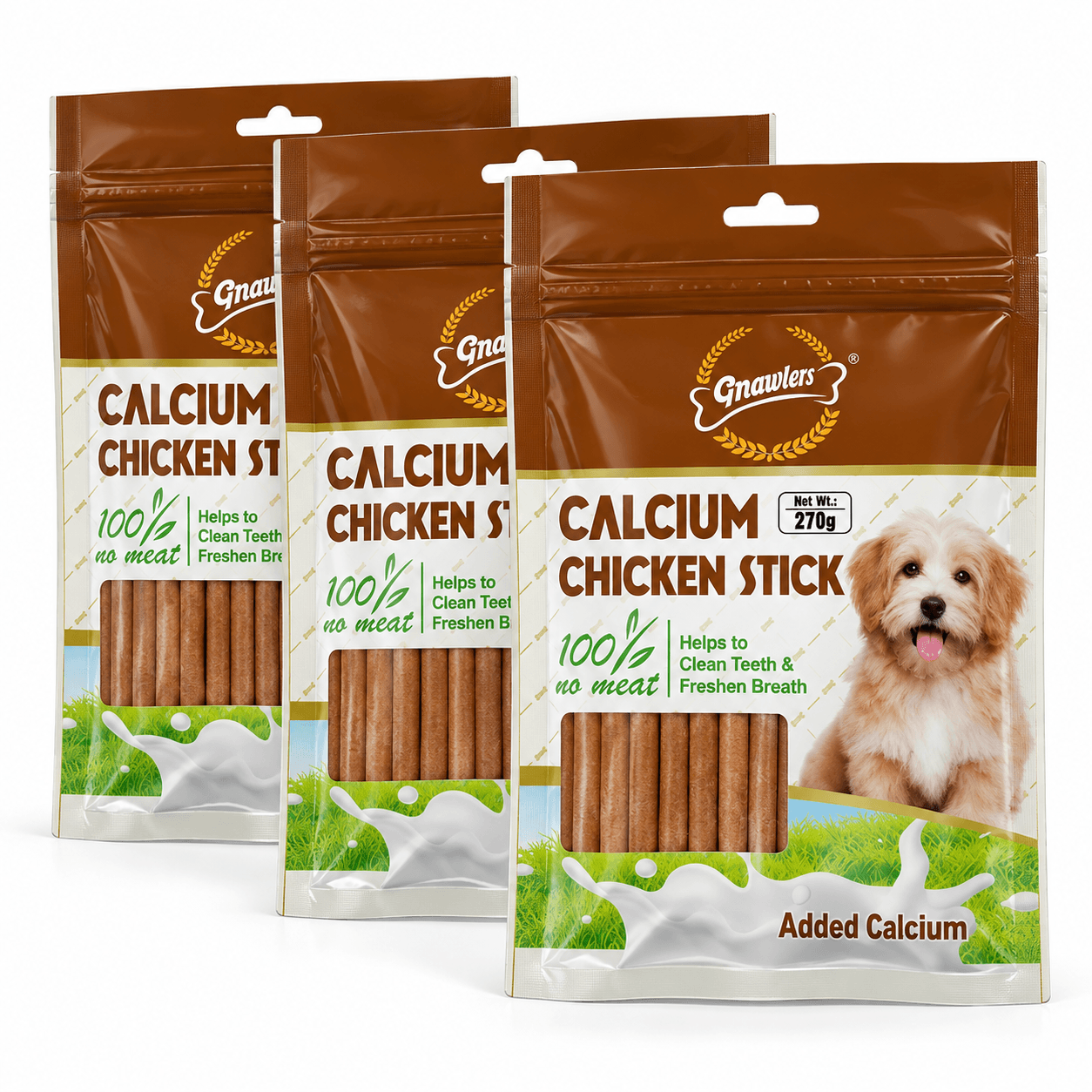 Gnawlers Calcium Chicken Stick Dog Treats – 270g view 2