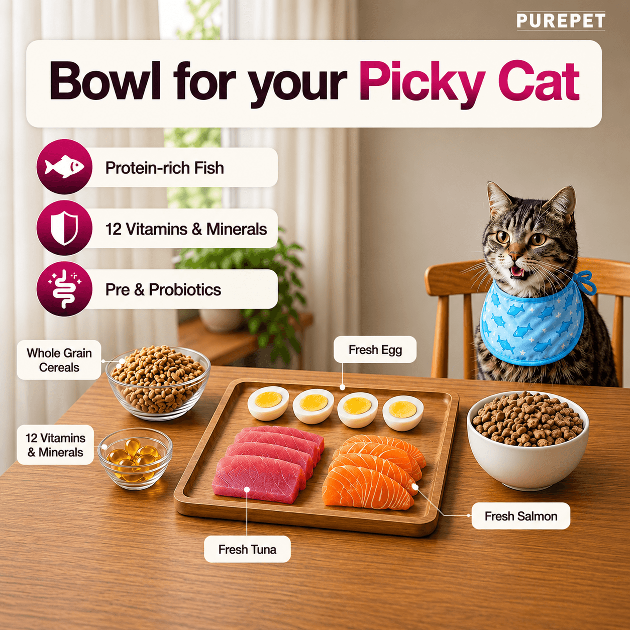Purepet Tuna & Salmon Adult Dry Cat Food – 7kg view 5