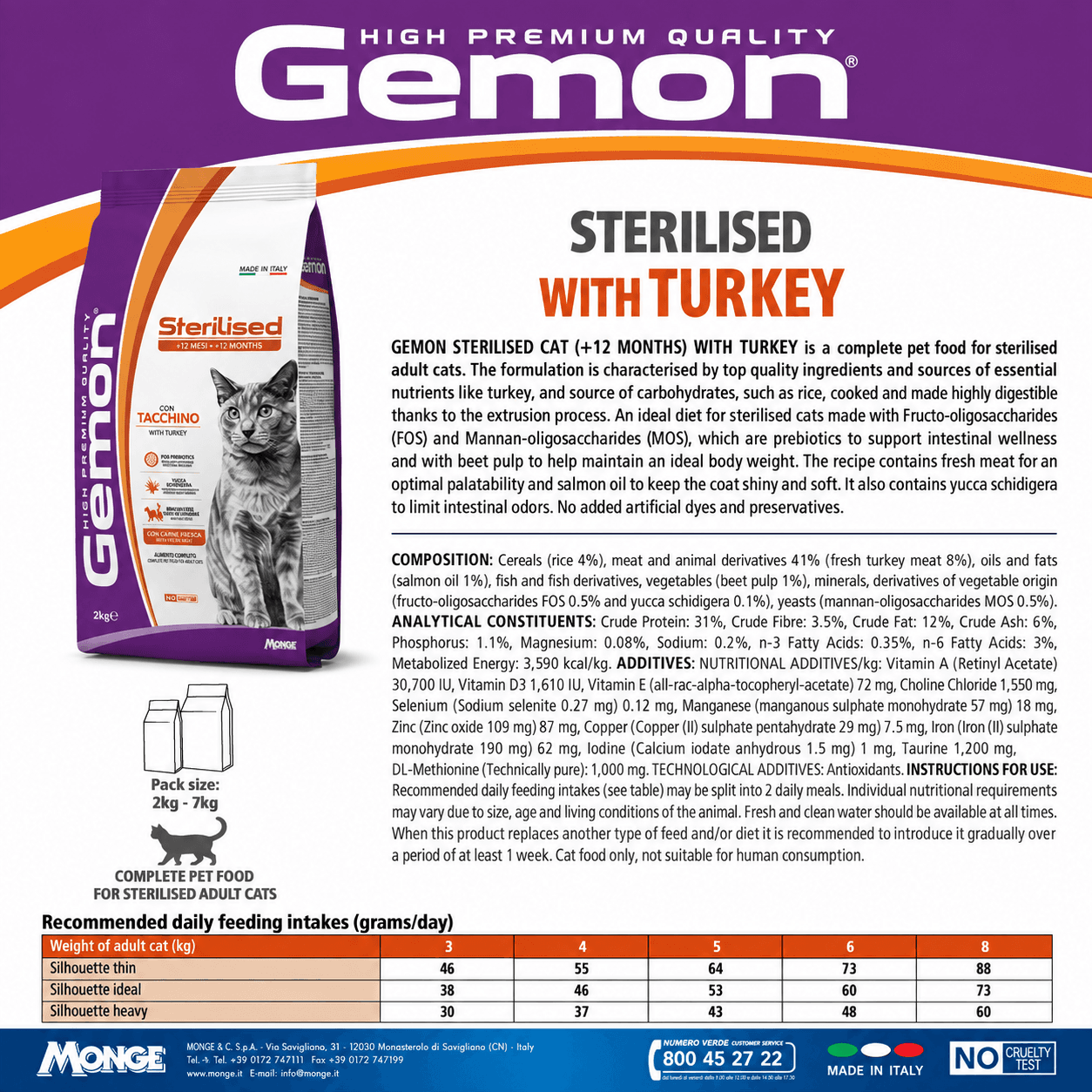 Gemon Sterilised with Turkey Adult Dry Cat Food view 3