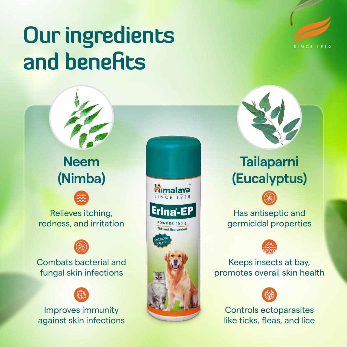 Himalaya Erina-EP Tick, Flea & Lice Control Powder for Pets view 3