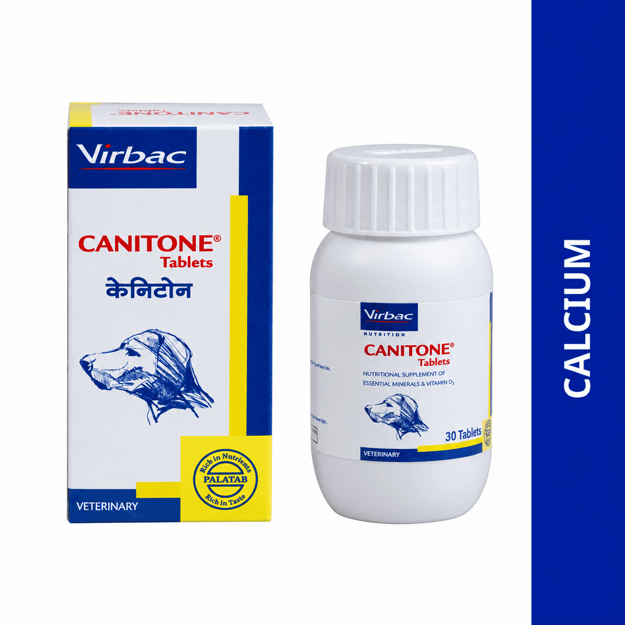Virbac Canitone Calcium & Vitamin D3 Supplement for Dogs – 30 Tablets
