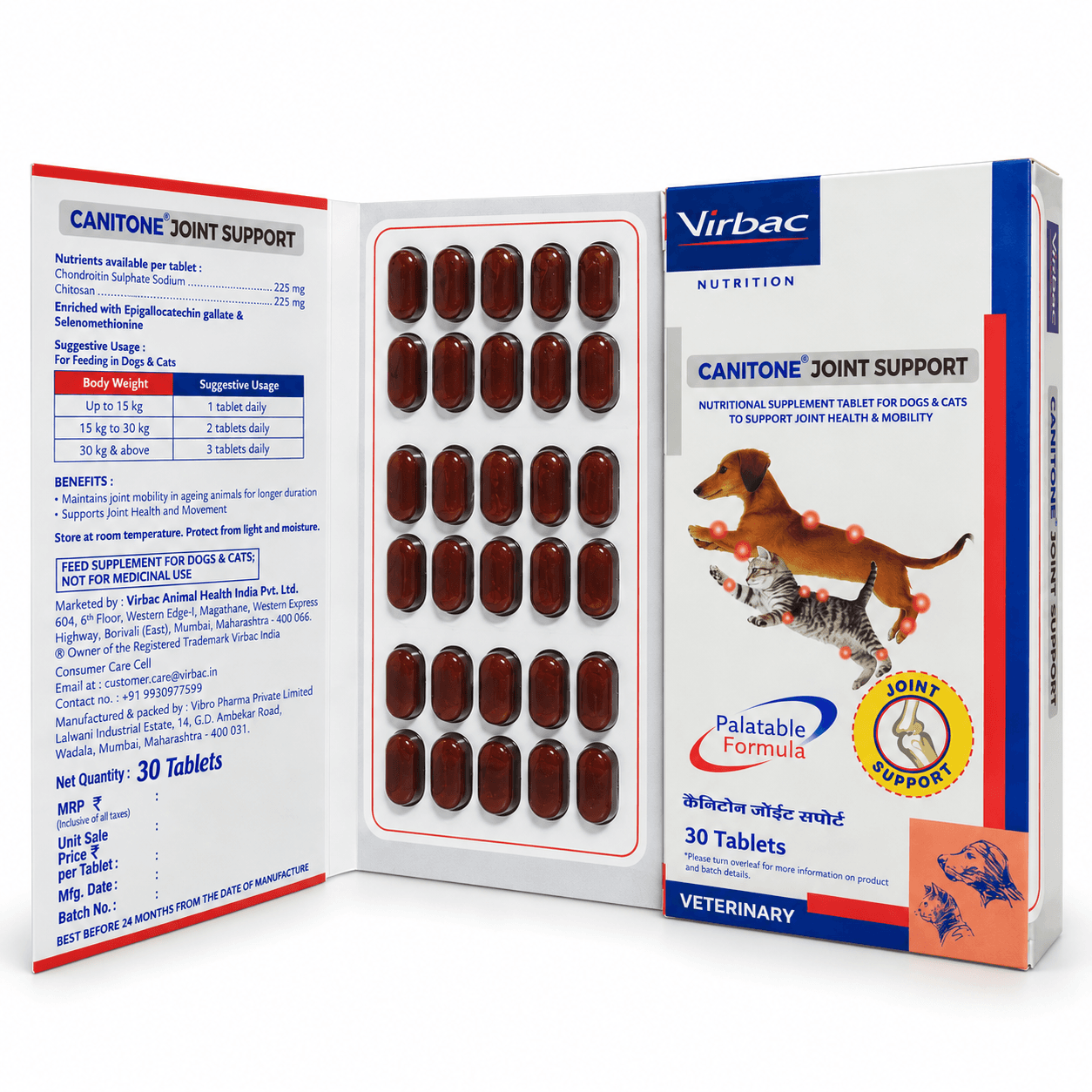 Virbac Canitone Joint Support Supplement for Dogs & Cats – 30 Tablets view 2