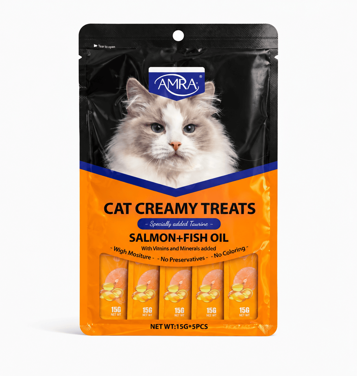 AMNA Salmon & Fish Oil Cat Creamy Treats 15g × 12