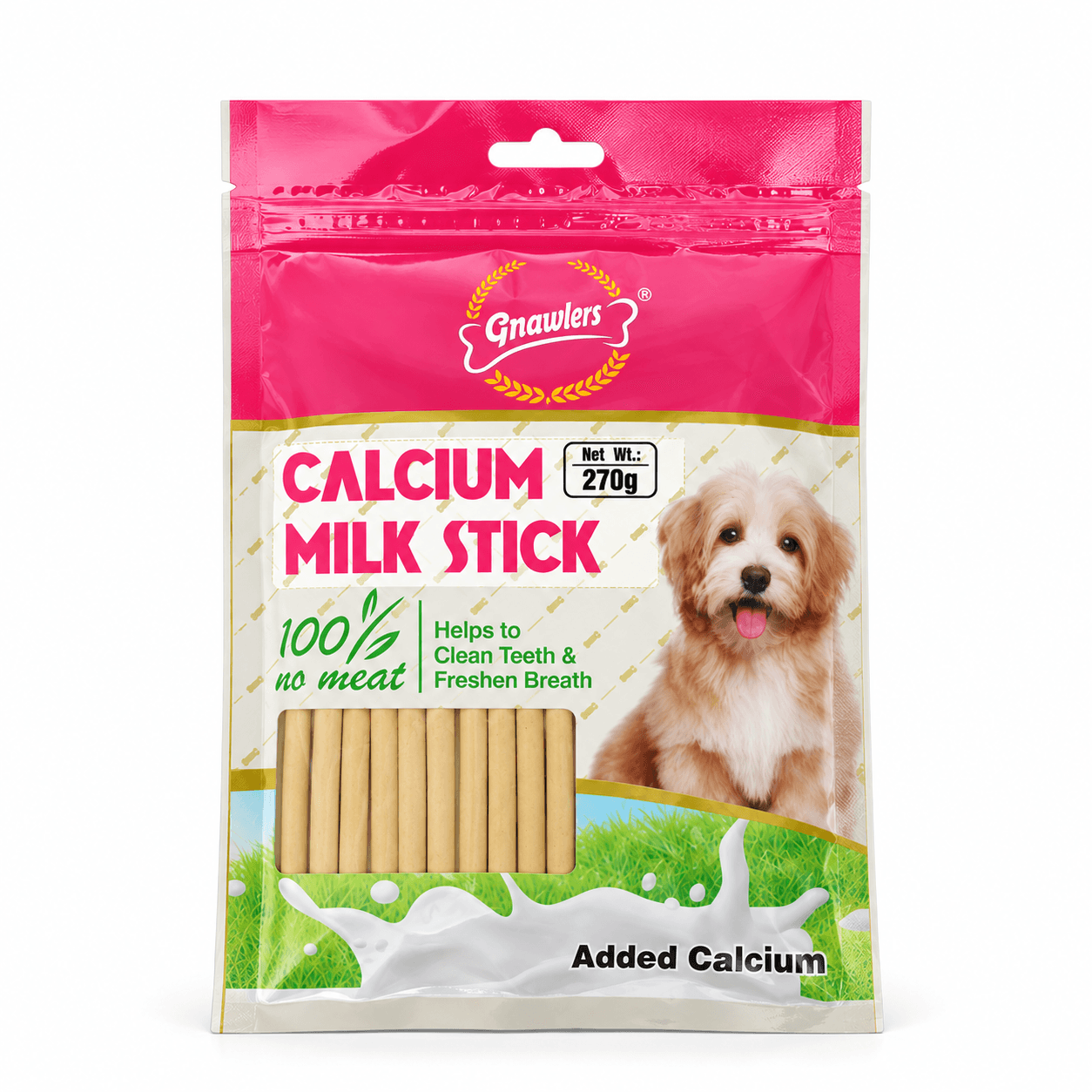 Gnawlers Calcium Milk Stick Dog Treats – 270g