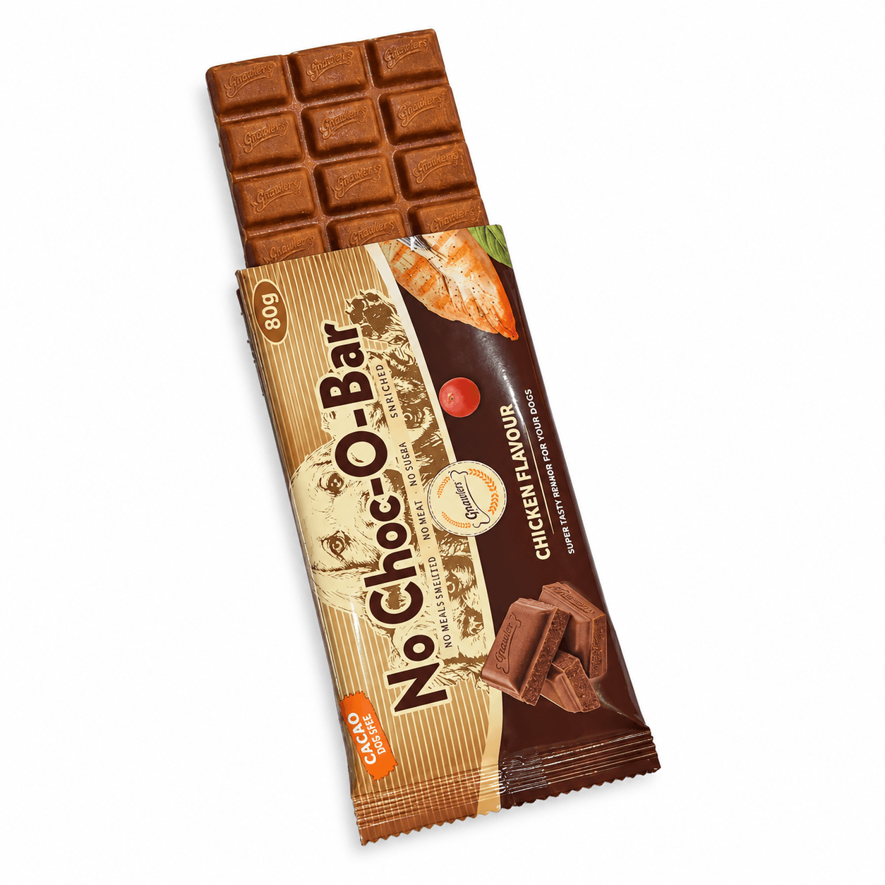 Gnawlers No Choc-O-Bar Chicken Flavour Dog Treat – 80g view 3