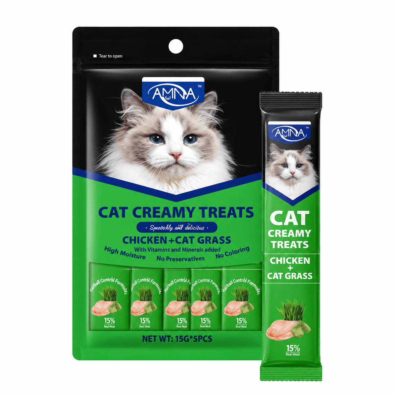AMNA Chicken & Cat Grass Cat Creamy Treats