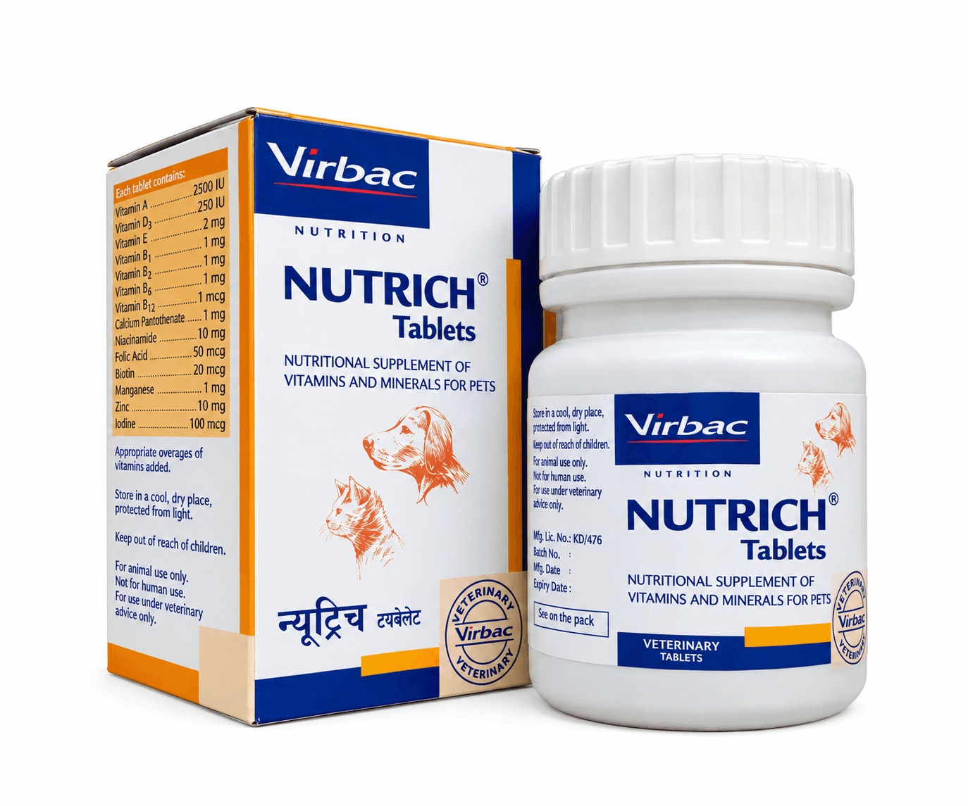 Virbac NUTRICH Multivitamin & Mineral Supplement Tablets for Dogs & Cats