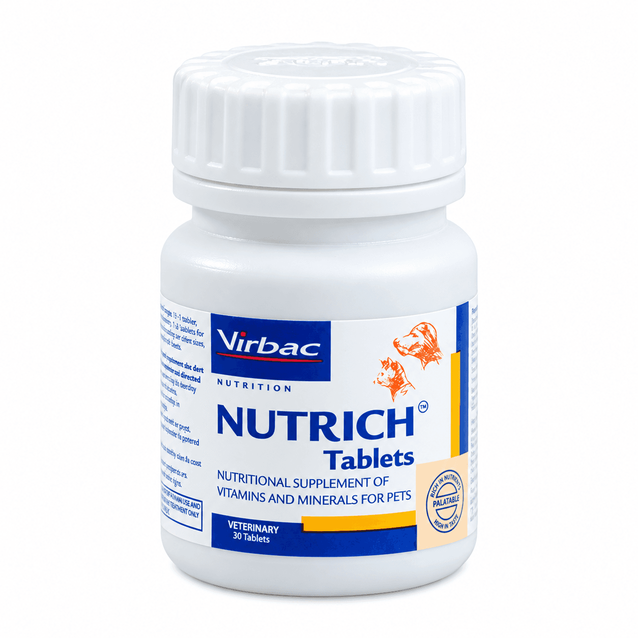 Virbac NUTRICH Multivitamin & Mineral Supplement Tablets for Dogs & Cats, 60 tablets