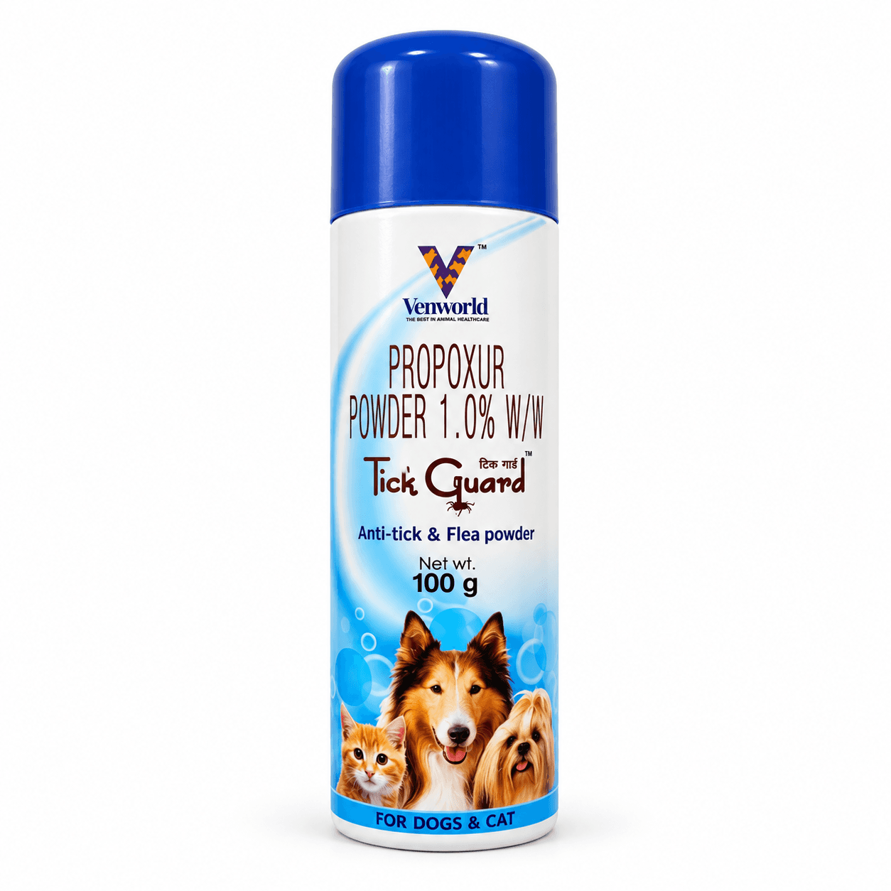 Venworld Tick Guard Propoxur 1% Anti-Tick & Flea Powder for Dogs & Cats 100 g