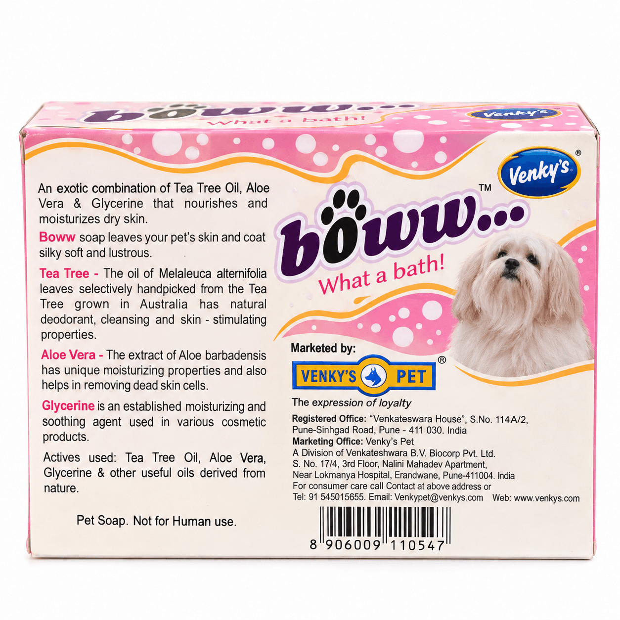 Venky’s ( Venworld )  Boww Tea Tree, Aloe Vera & Glycerine Pet Soap 75 g view 2