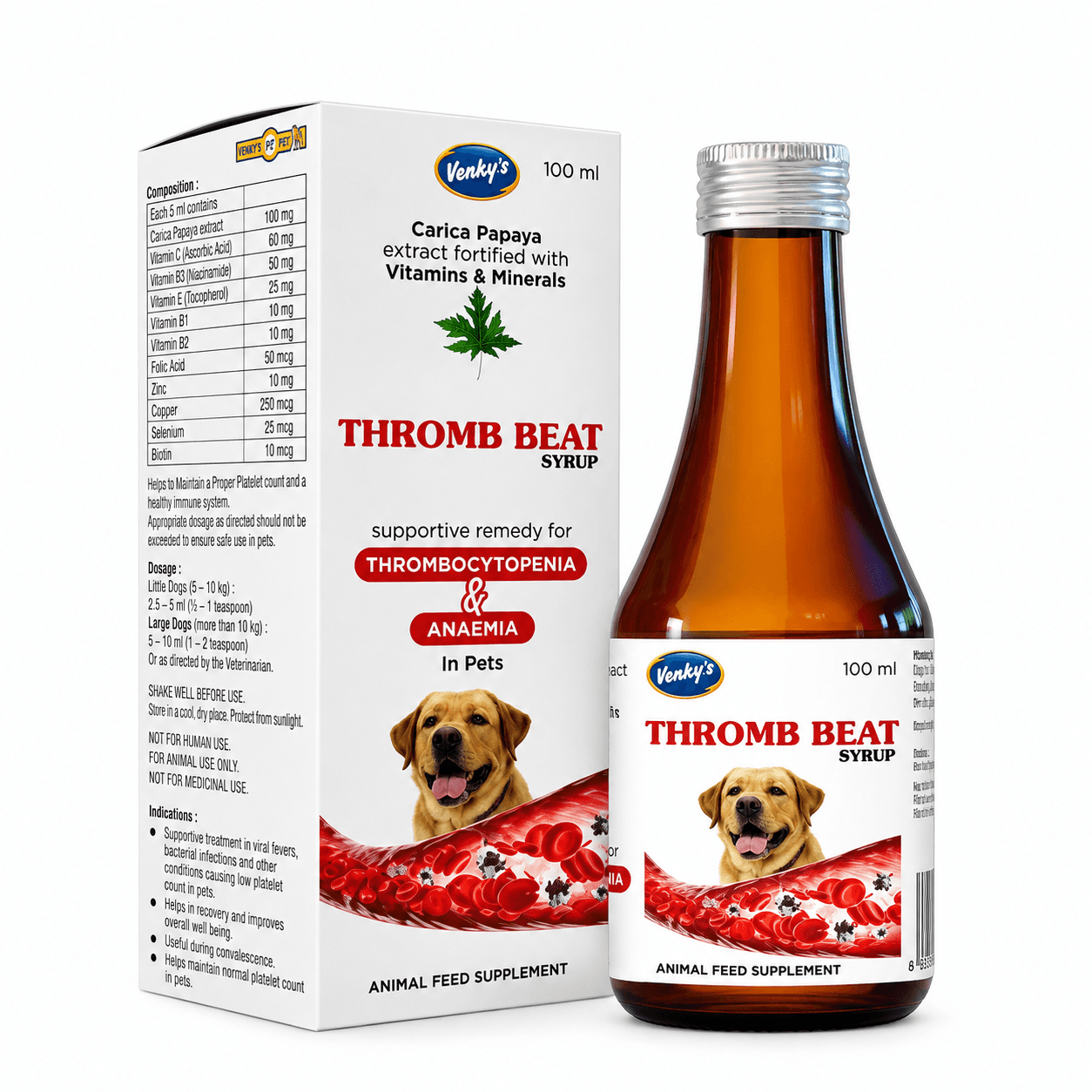 Venky's (Venworld) Thromb Beat Syrup Pet Supplement for Dogs & Cats – 100ml