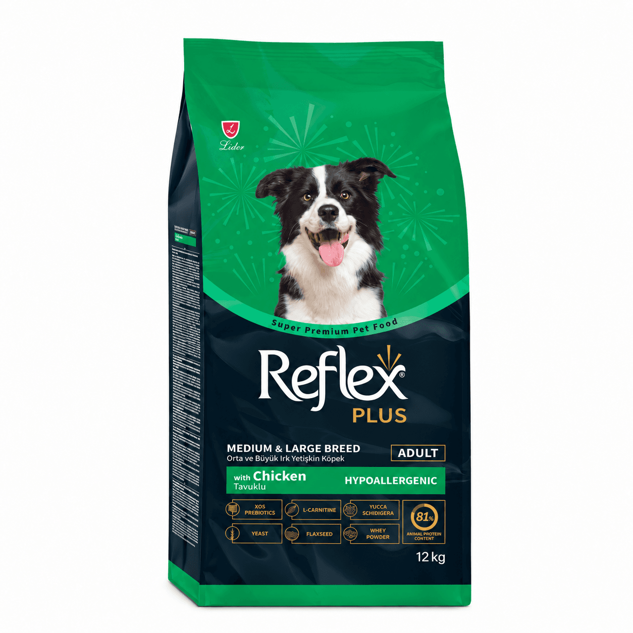 Reflex Plus Medium & Large Breed Adult Chicken Dry Dog Food – 12 kg