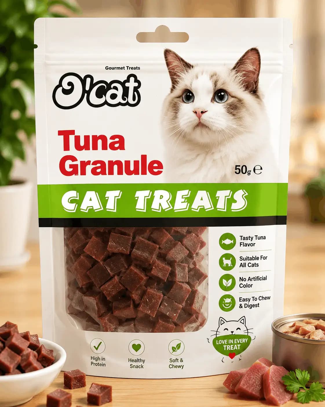 Tuna Granule Cat Treats – Soft Chewy Seafood Snacks for Cats